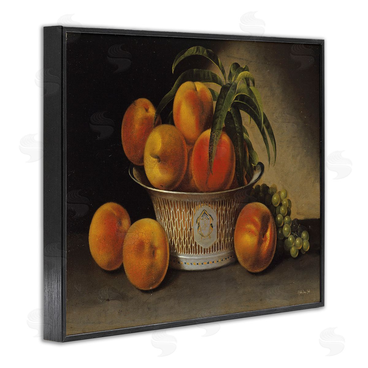 Stellar Design Studio Classic Peaches & Grapes Black Framed Giclee Wall Art Print
