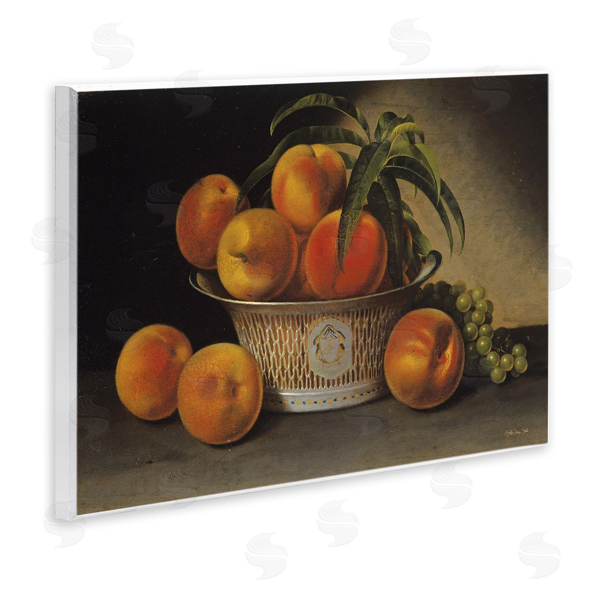 Stellar Design Studio Classic Peaches & Grapes Wooden Wall Plaque Art Print