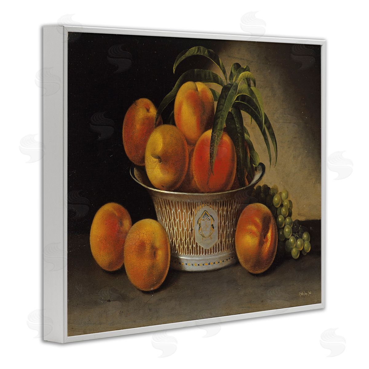 Stellar Design Studio Classic Peaches & Grapes White Framed Giclee Wall Art Print