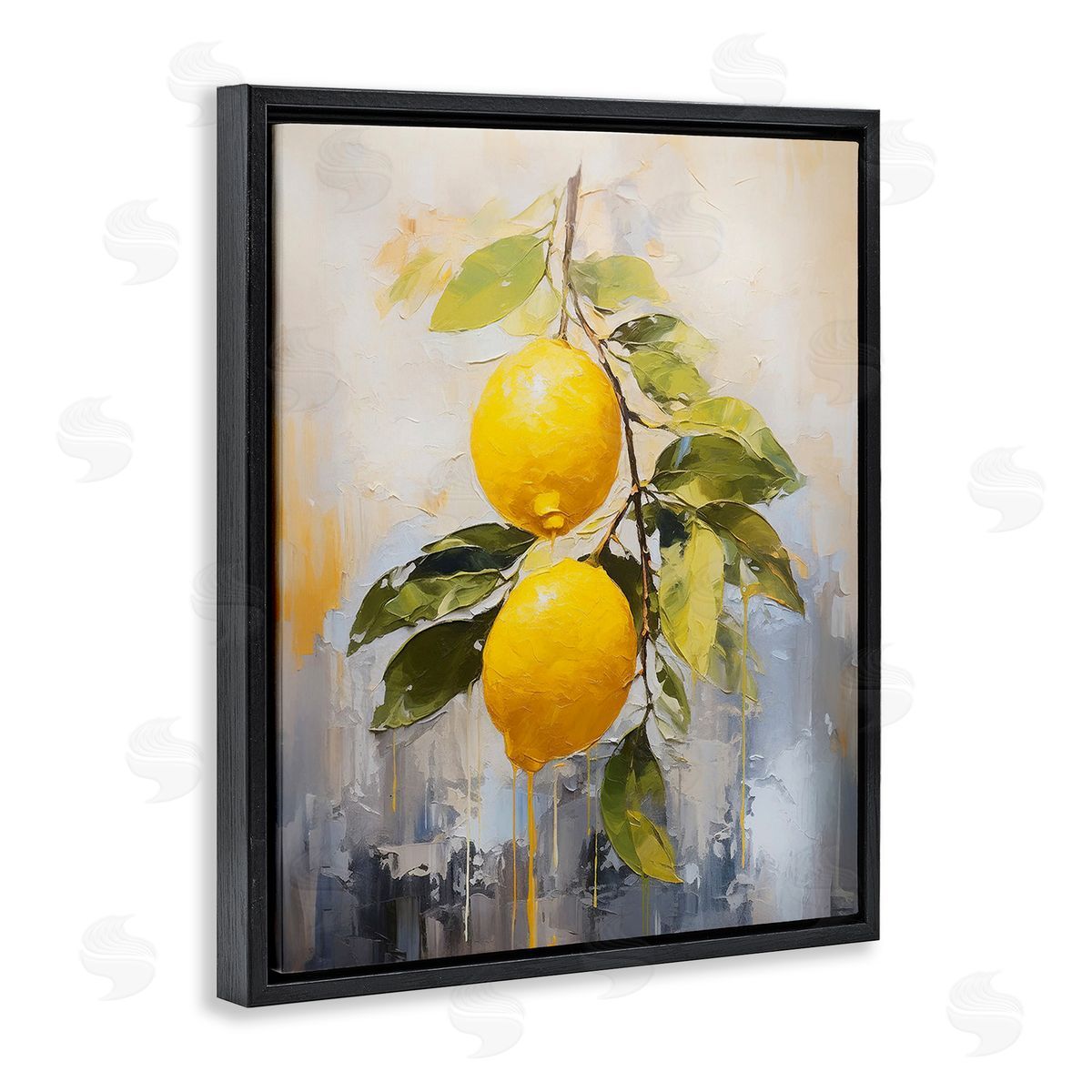 Ramona Murdock Abstract Lemon Branch Black Floating Frame Canvas Wall Art Print