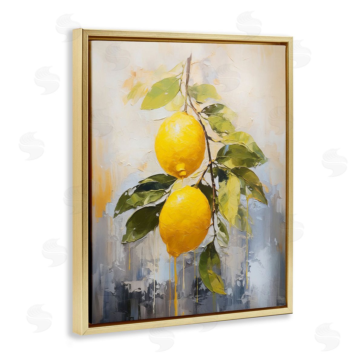 Ramona Murdock Abstract Lemon Branch Gold Floating Frame Canvas Wall Art Print