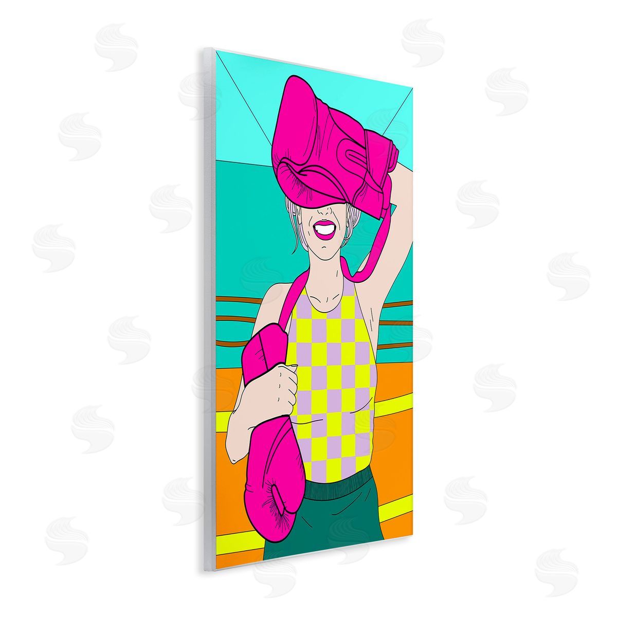 Grace Popp Bold Kickboxing Woman Wooden Wall Plaque Art Print