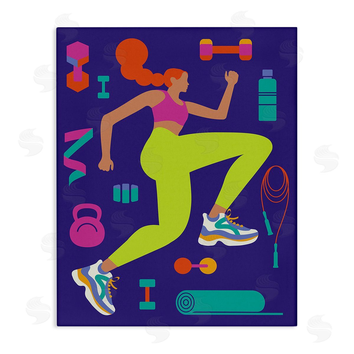 Victoria Barnes Woman with Fitness Weights Canvas Wall Art Print