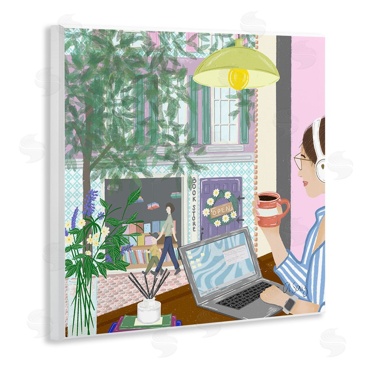 Ale Saiz Studio Relaxing Cafe in City Wooden Wall Plaque Art Print