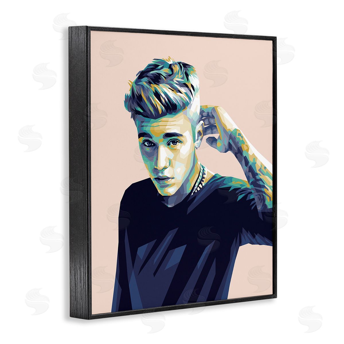 Birch & Ink Justin with Subtle Hues Black Framed Giclee Wall Art Print
