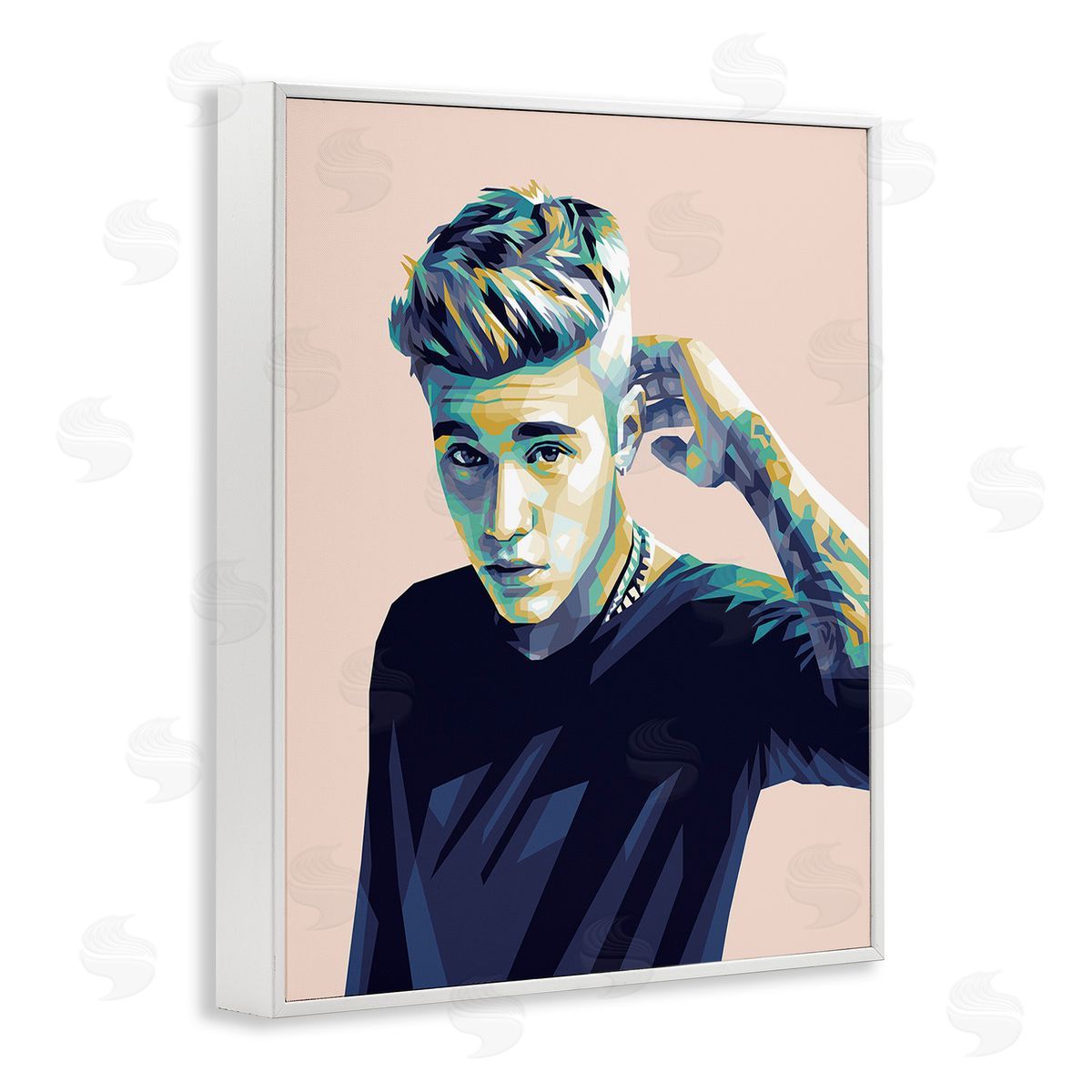 Birch & Ink Justin with Subtle Hues White Framed Giclee Wall Art Print