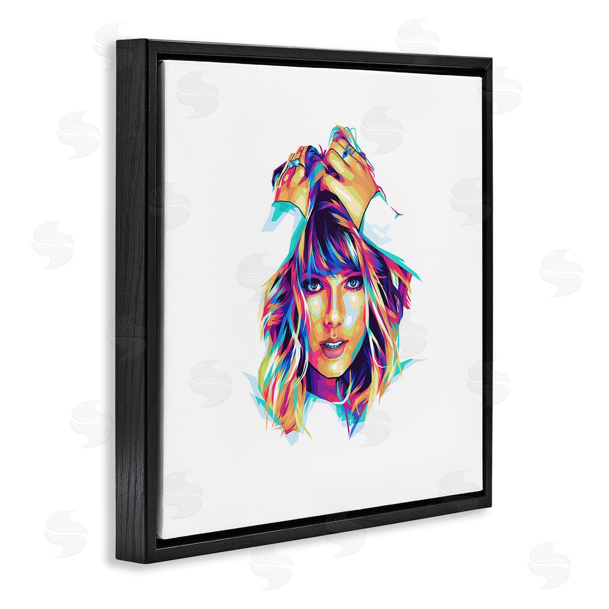 Birch & Ink Bold Taylor on White Black Floating Frame Canvas Wall Art Print