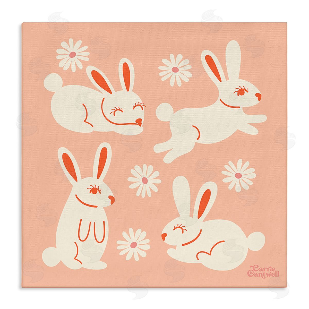 Carrie Cantwell Minimal Rabbits Pattern Canvas Wall Art Print