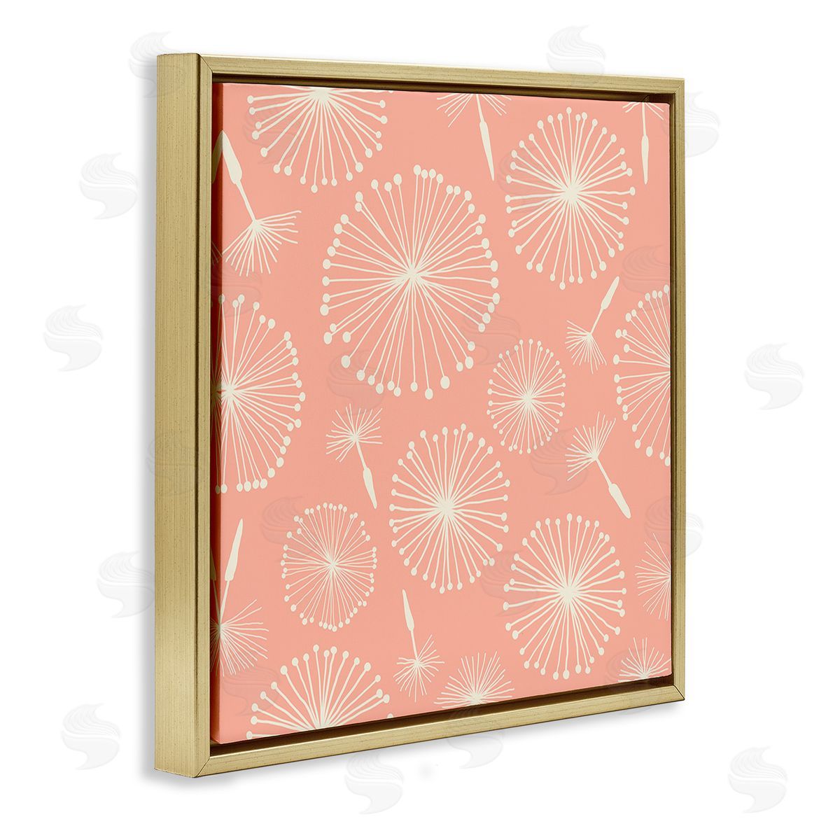 Carrie Cantwell Dandelions on Blush Gold Floating Frame Canvas Wall Art Print