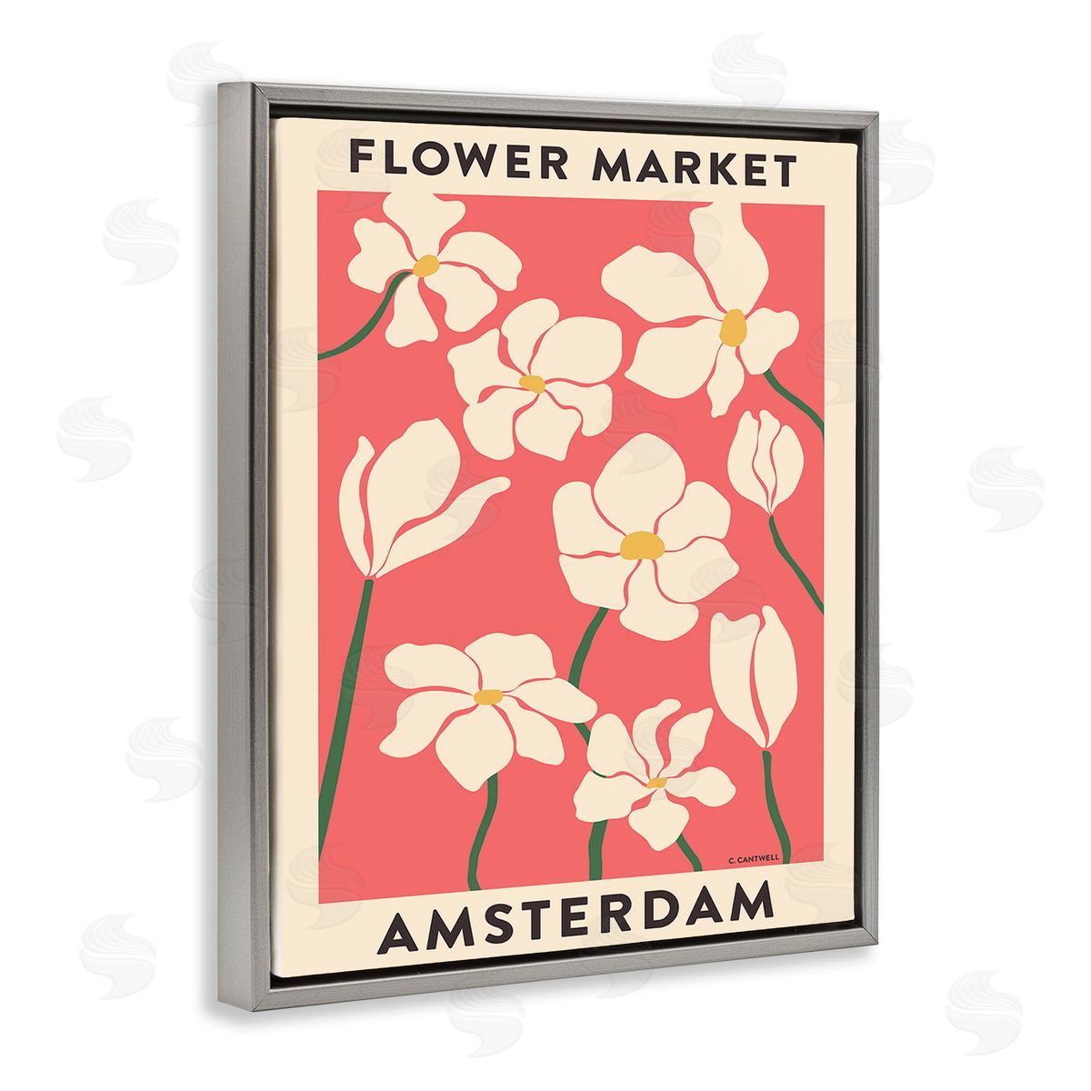 Carrie Cantwell Amsterdam Flower Market Gray Floating Frame Canvas Wall Art Print