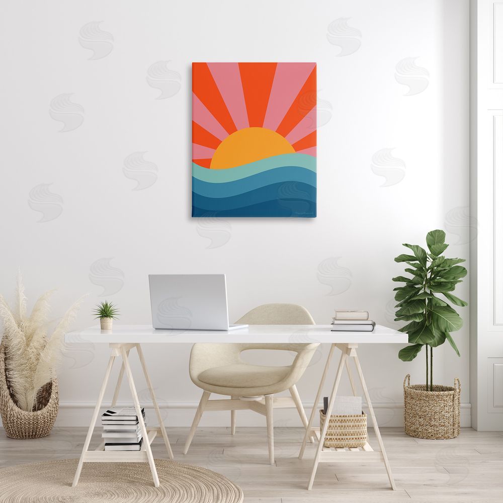 Carrie Cantwell Sun Rays on Sea Canvas Wall Art Print in Room