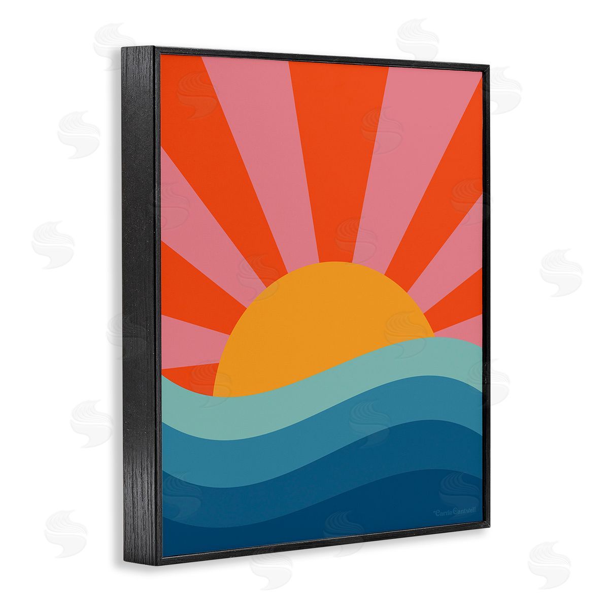 Carrie Cantwell Sun Rays on Sea Black Framed Giclee Wall Art Print