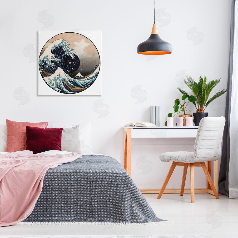 Carrie Cantwell Japanese Wave Music Record Canvas Wall Art Print in Room