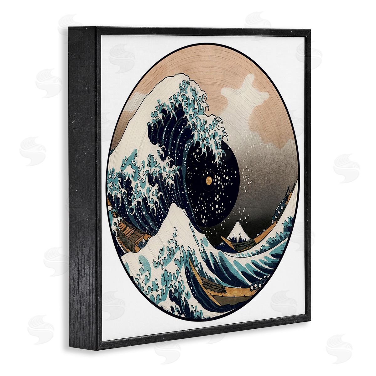 Carrie Cantwell Japanese Wave Music Record Black Framed Giclee Wall Art Print