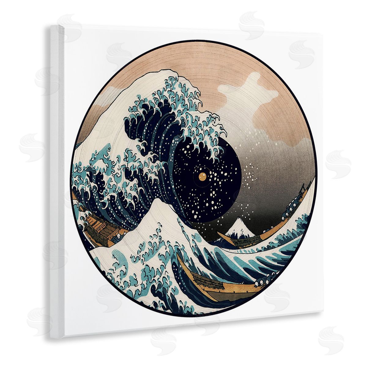 Carrie Cantwell Japanese Wave Music Record Wooden Wall Plaque Art Print