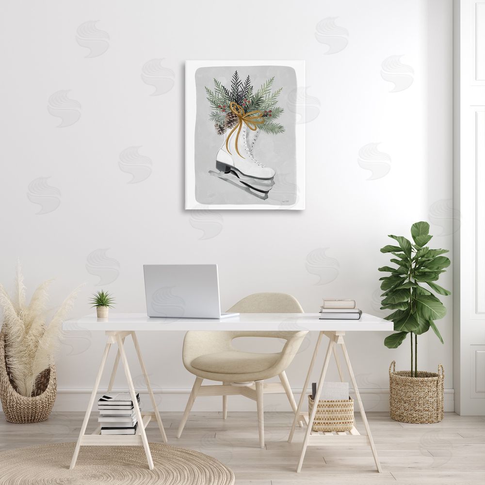 House Fenway Winter Skates & Pinecone Canvas Wall Art Print in Room