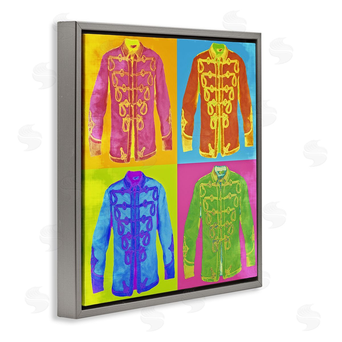 Graffitee Studios Modern Hue Jackets Gray Floating Frame Canvas Wall Art Print