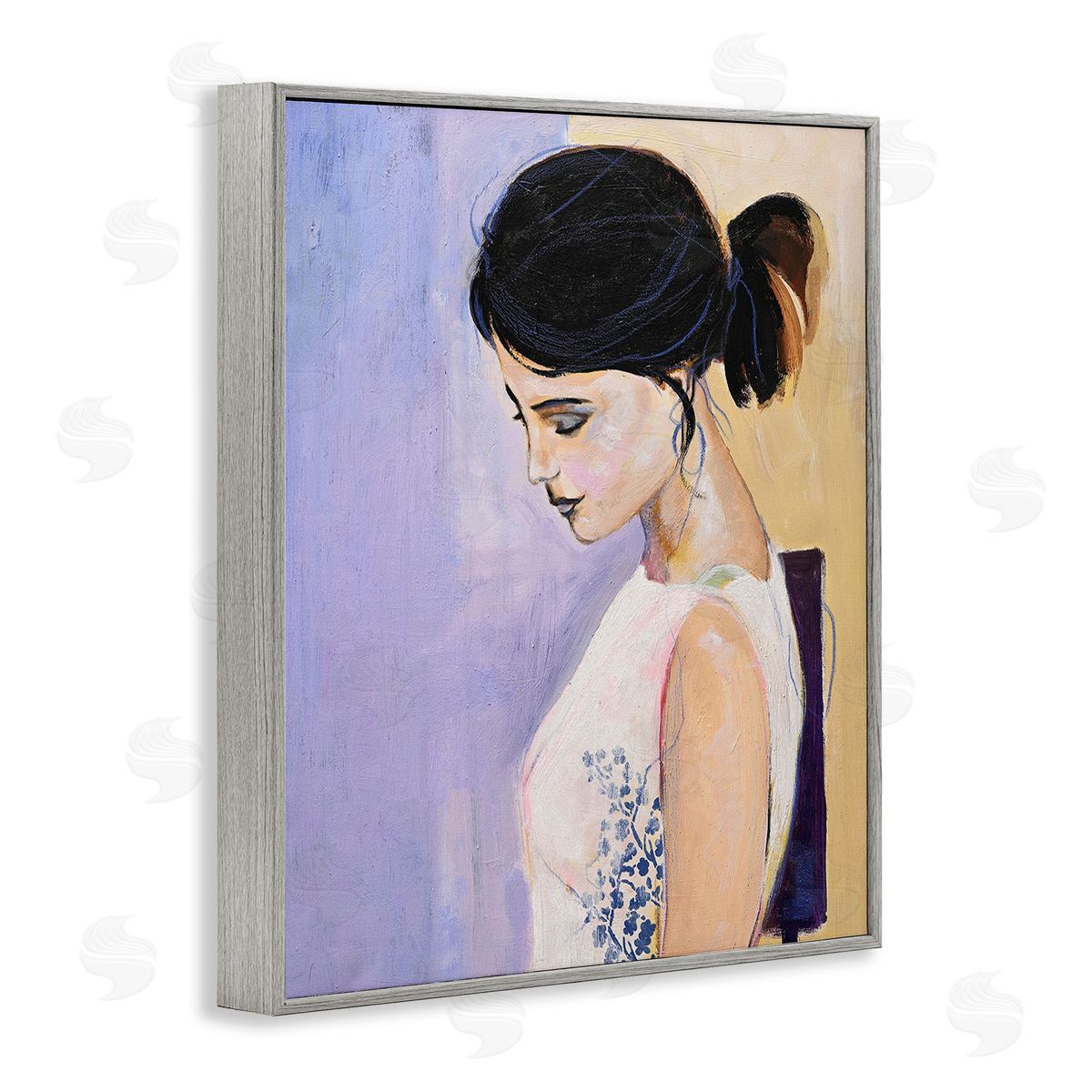 Design Fabrikken Traditional Portrait of Woman Gray Framed Giclee Wall Art Print
