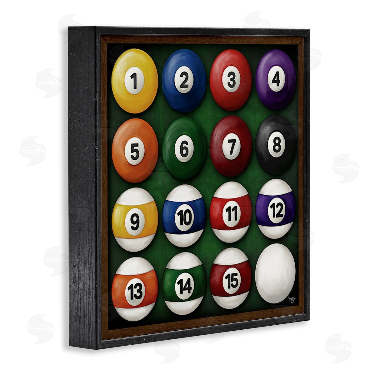 Mollie B. Traditional Billiards Balls Black Framed Giclee Wall Art Print
