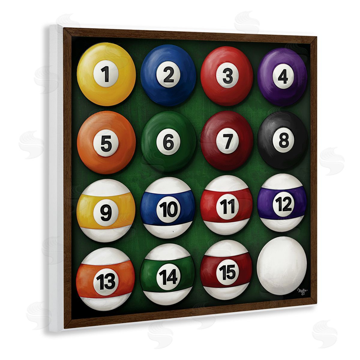 Mollie B. Traditional Billiards Balls Wooden Wall Plaque Art Print