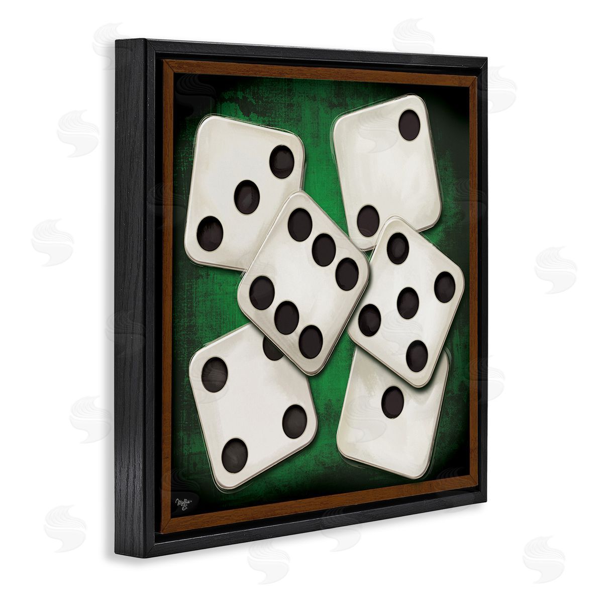 Mollie B. Dice on Casino Table Black Floating Frame Canvas Wall Art Print