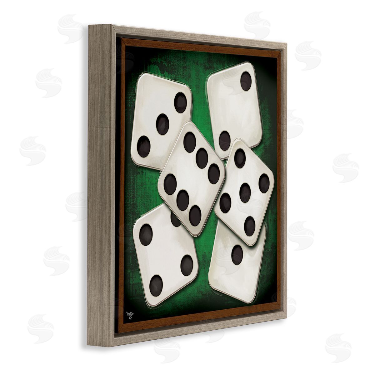 Mollie B. Dice on Casino Table Brown Floating Frame Canvas Wall Art Print