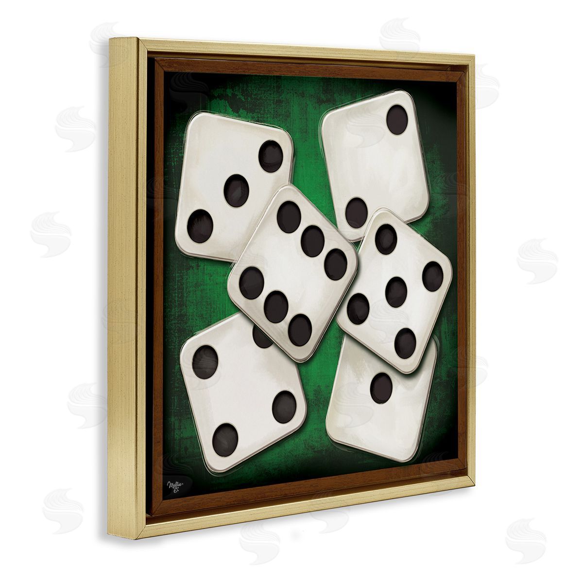 Mollie B. Dice on Casino Table Gold Floating Frame Canvas Wall Art Print