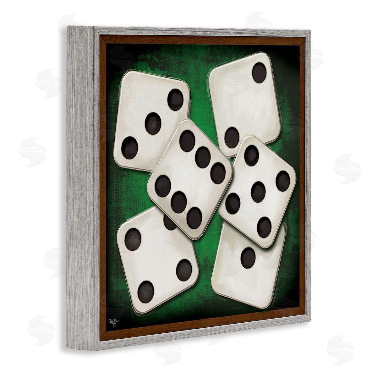 Mollie B. Dice on Casino Table Gray Framed Giclee Wall Art Print