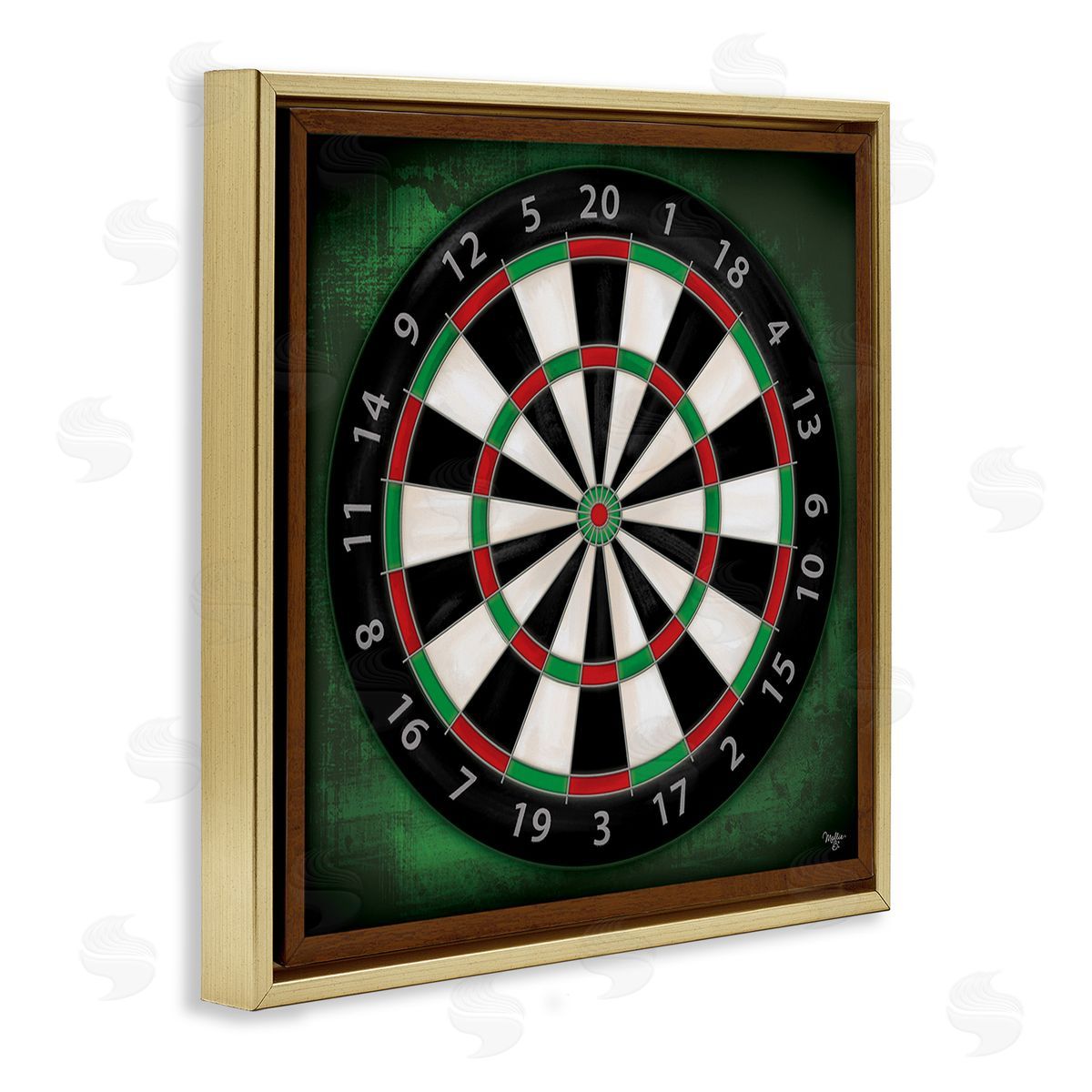 Mollie B. Traditional Darts Game Gold Floating Frame Canvas Wall Art Print