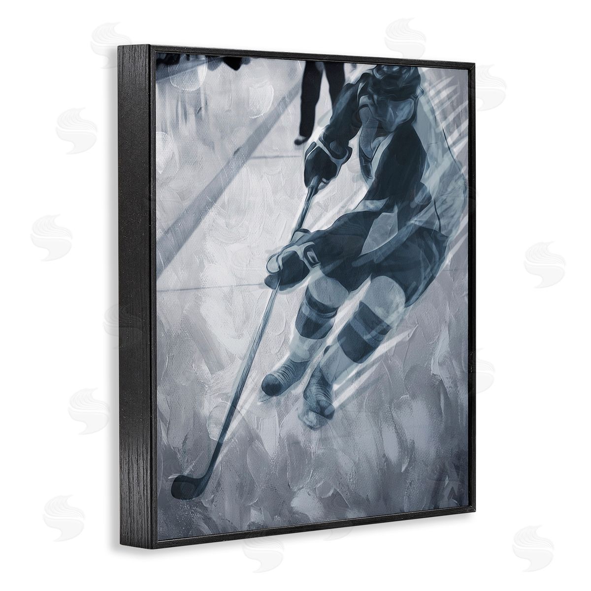 Milli Villa Abstract Hockey Player Black Framed Giclee Wall Art Print
