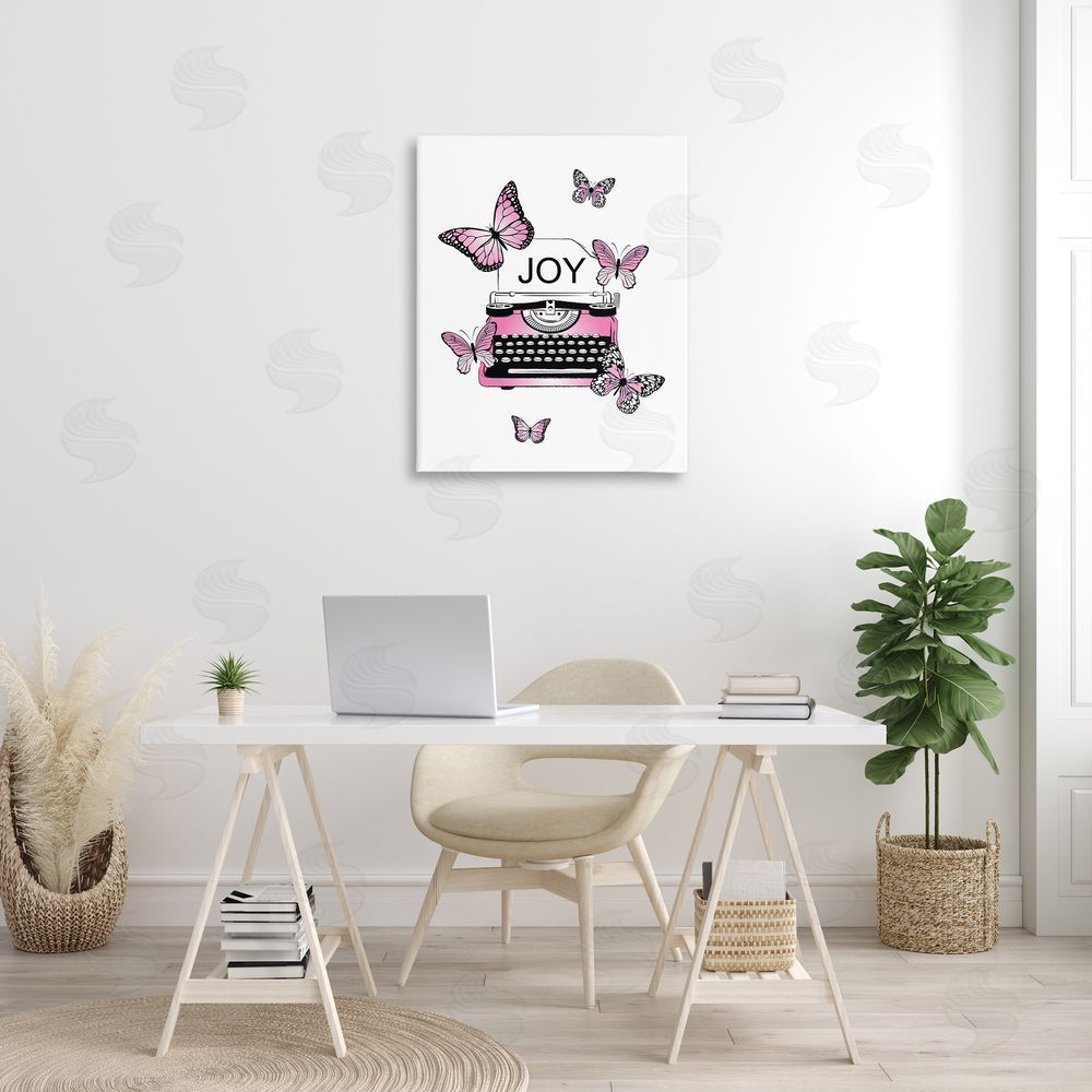 Martina Pavlova Typewriter with Joy Canvas Wall Art Print in Room