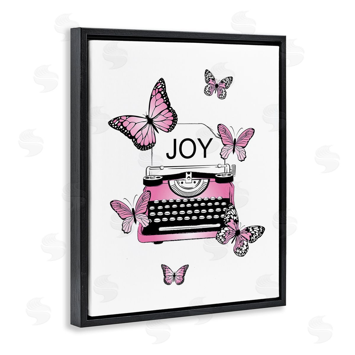 Martina Pavlova Typewriter with Joy Black Floating Frame Canvas Wall Art Print