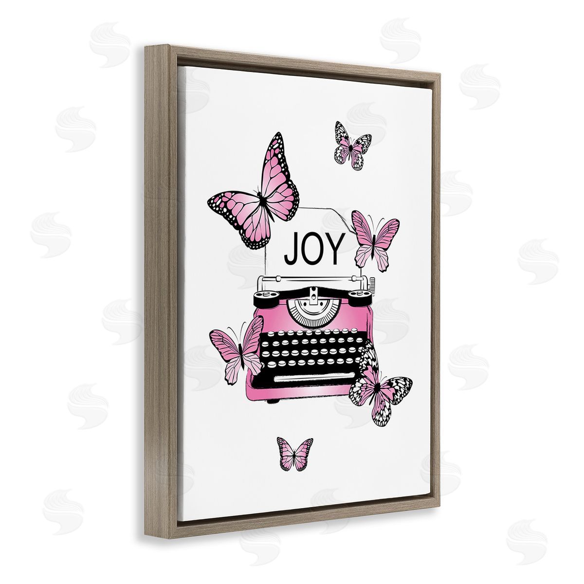 Martina Pavlova Typewriter with Joy Brown Floating Frame Canvas Wall Art Print