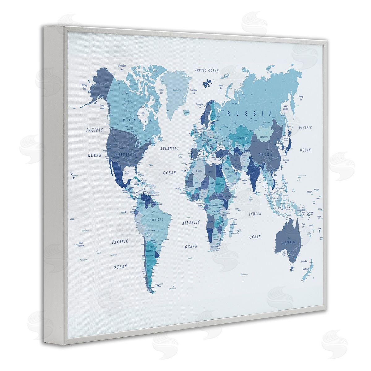 Urban Epiphany Traditional Blue Map White Framed Giclee Wall Art Print