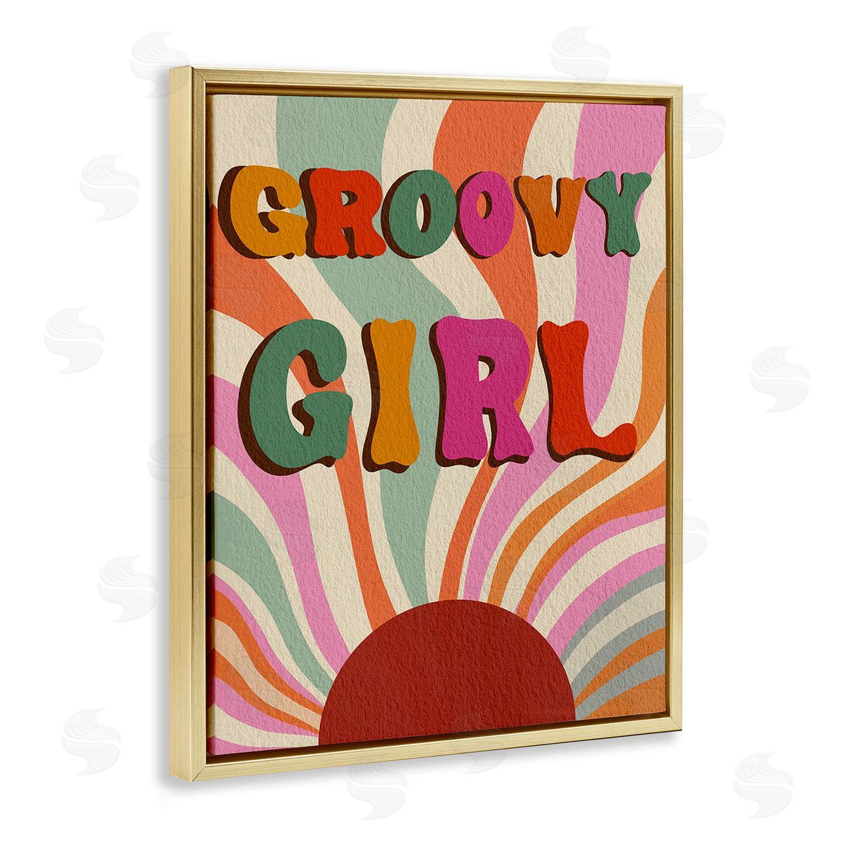 Regina Moore Groovy Girl Patterned Gold Floating Frame Canvas Wall Art Print