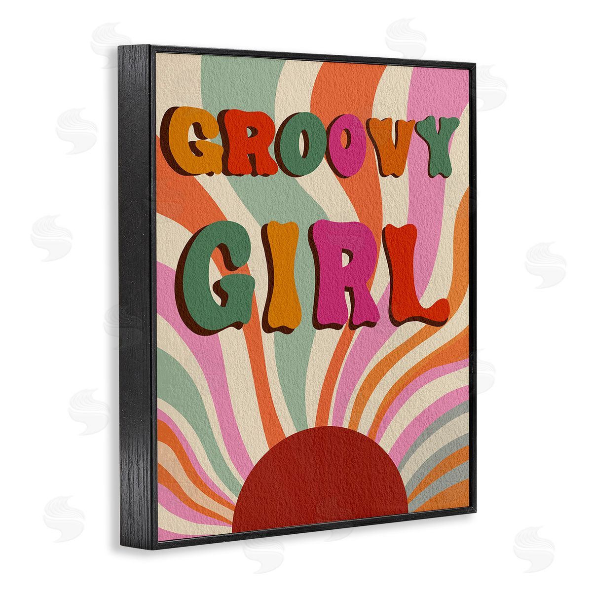 Regina Moore Groovy Girl Patterned Black Framed Giclee Wall Art Print