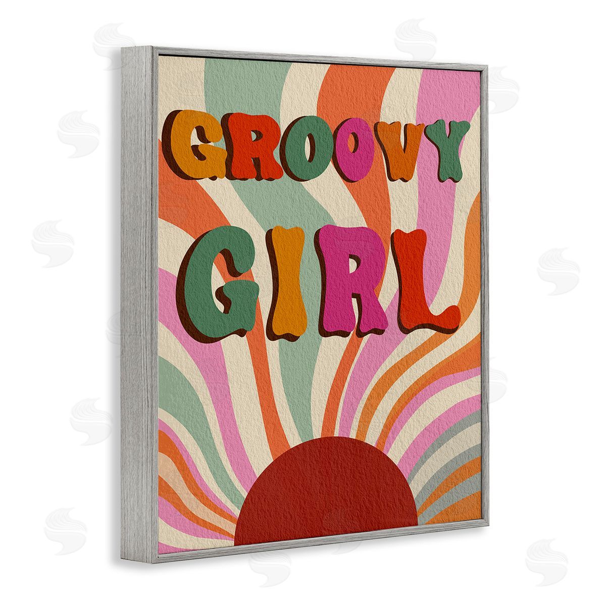 Regina Moore Groovy Girl Patterned Gray Framed Giclee Wall Art Print
