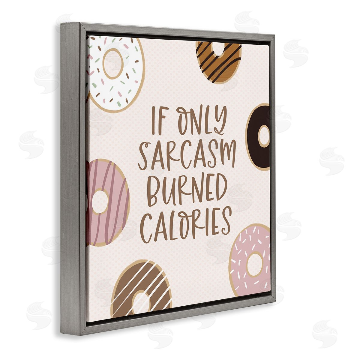 Lady Louise Designs Sassy Sarcasm Burning Calories Gray Floating Frame Canvas Wall Art Print