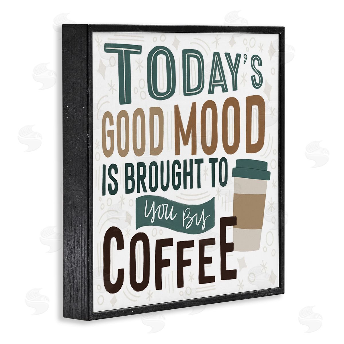 Lady Louise Designs Good Mood By Coffee Black Framed Giclee Wall Art Print