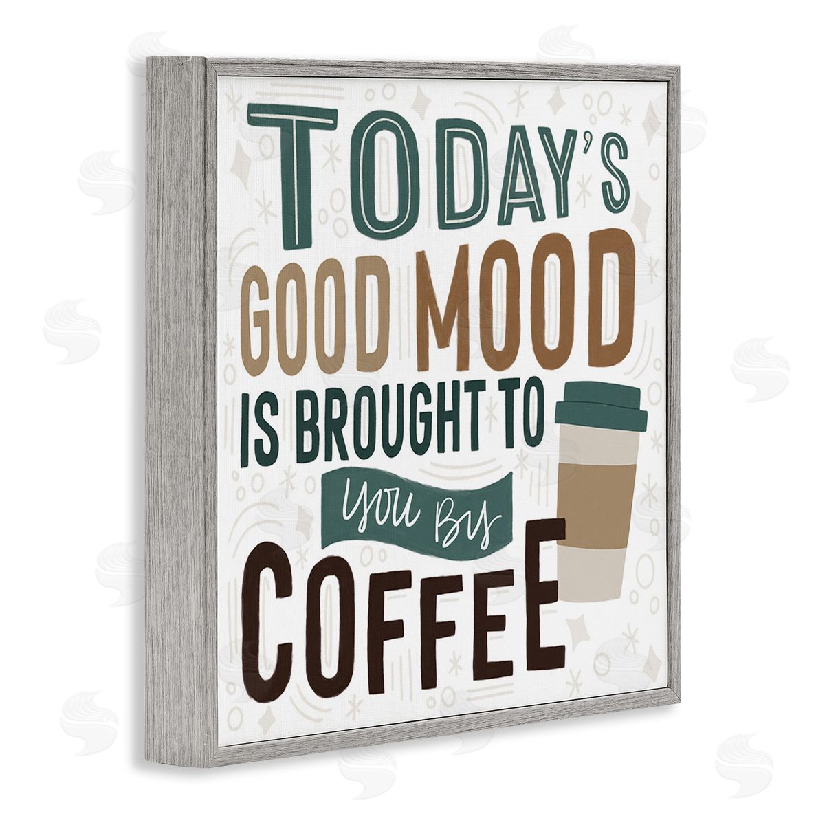 Lady Louise Designs Good Mood By Coffee Gray Framed Giclee Wall Art Print