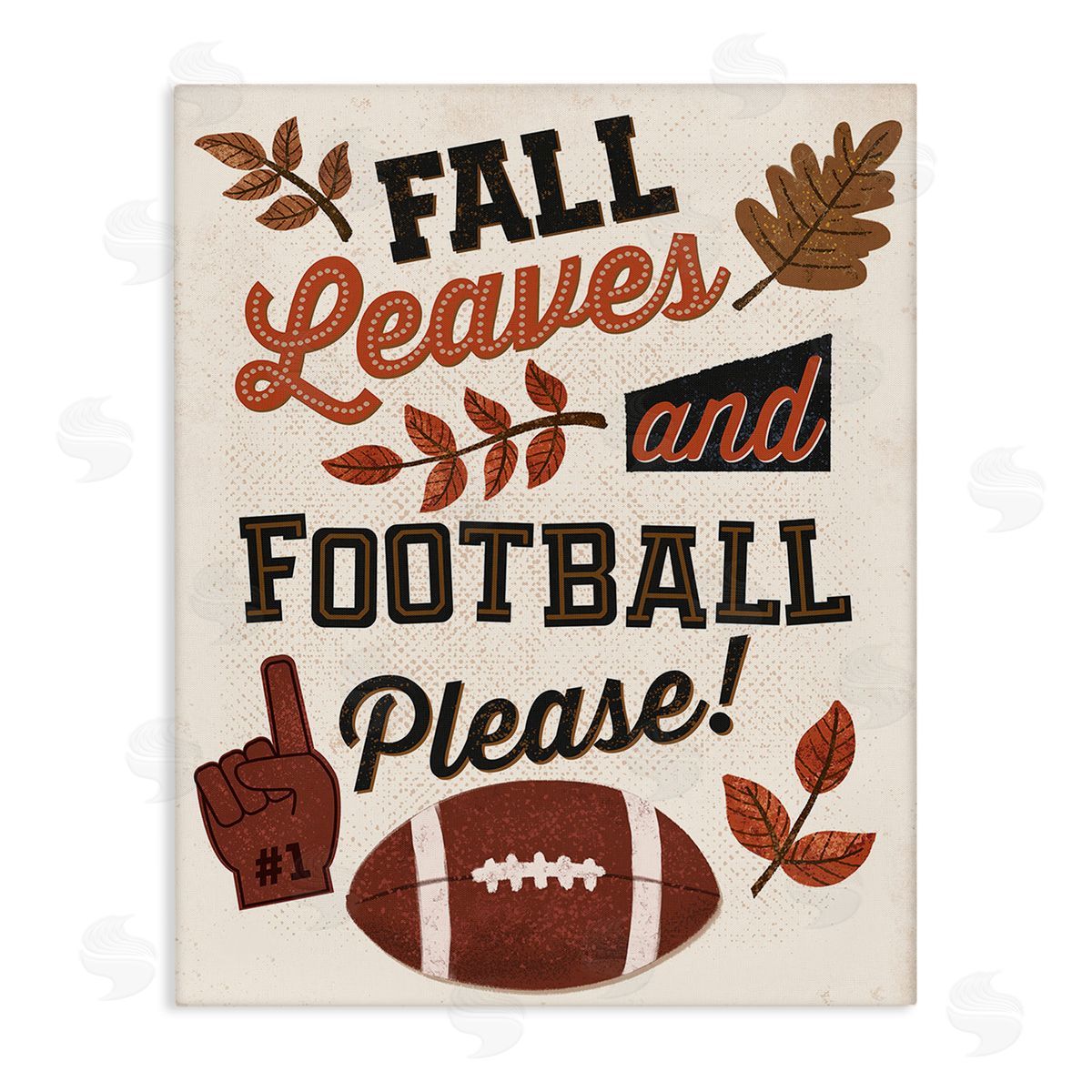 Diane Labombarbe Fall Leaves & Football Canvas Wall Art Print