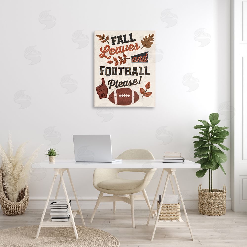 Diane Labombarbe Fall Leaves & Football Canvas Wall Art Print in Room