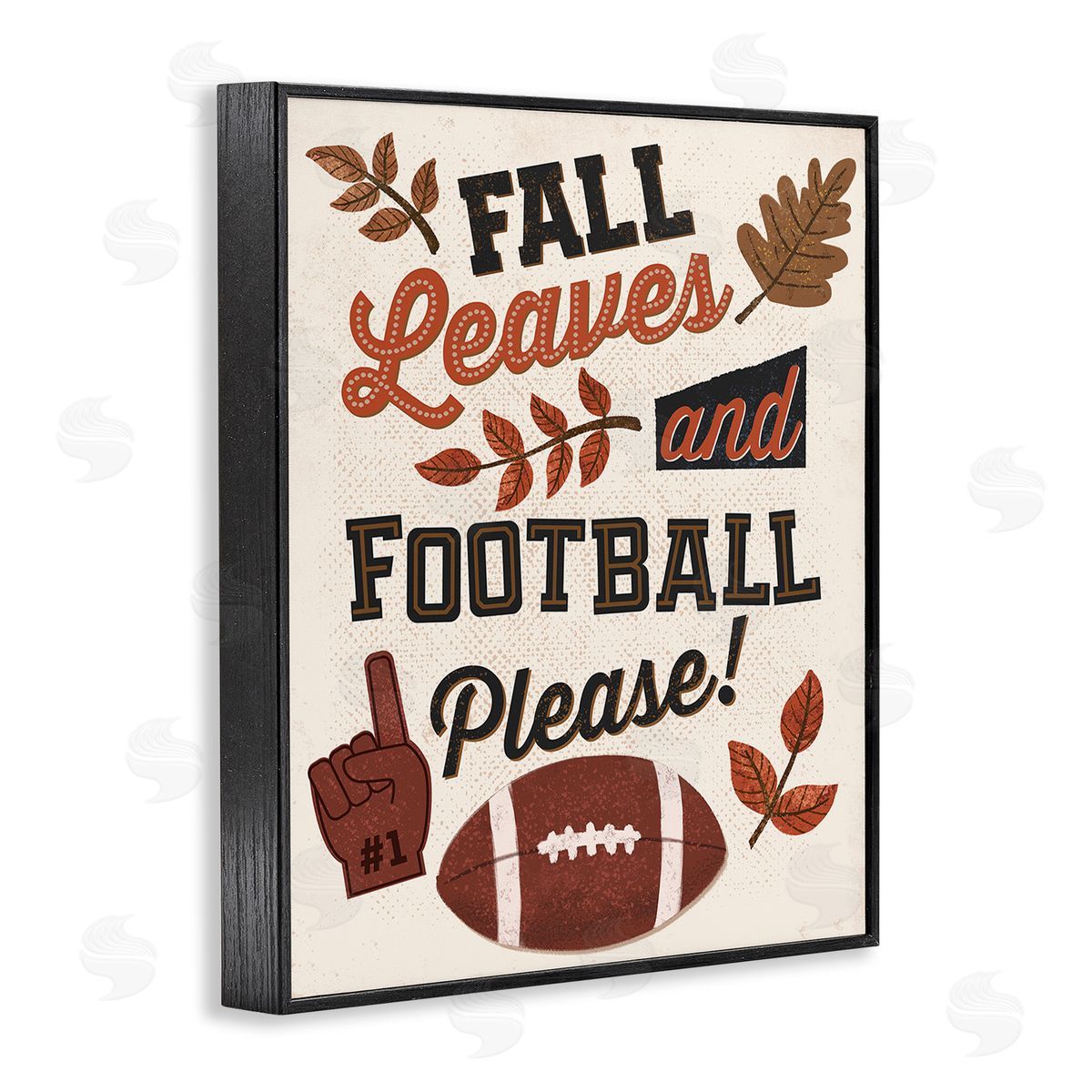 Diane Labombarbe Fall Leaves & Football Black Framed Giclee Wall Art Print