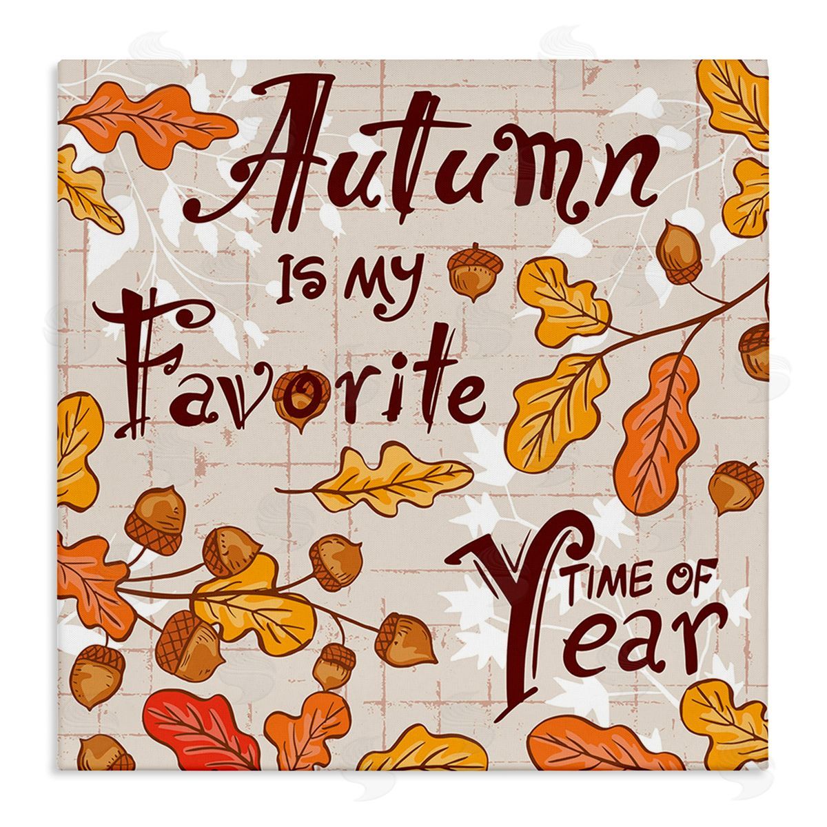 Diane Labombarbe Autumn Phrase with Leaves Canvas Wall Art Print