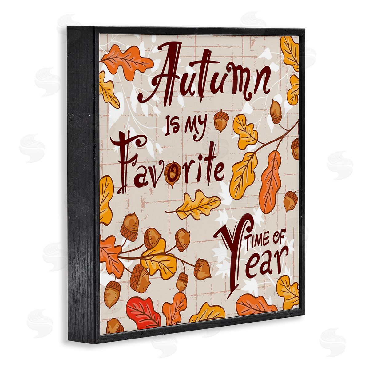 Diane Labombarbe Autumn Phrase with Leaves Black Framed Giclee Wall Art Print