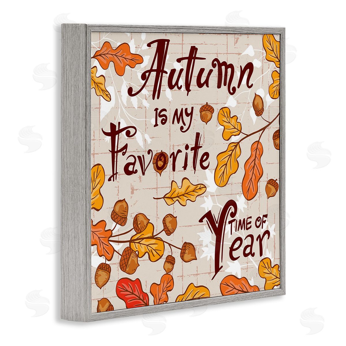 Diane Labombarbe Autumn Phrase with Leaves Gray Framed Giclee Wall Art Print