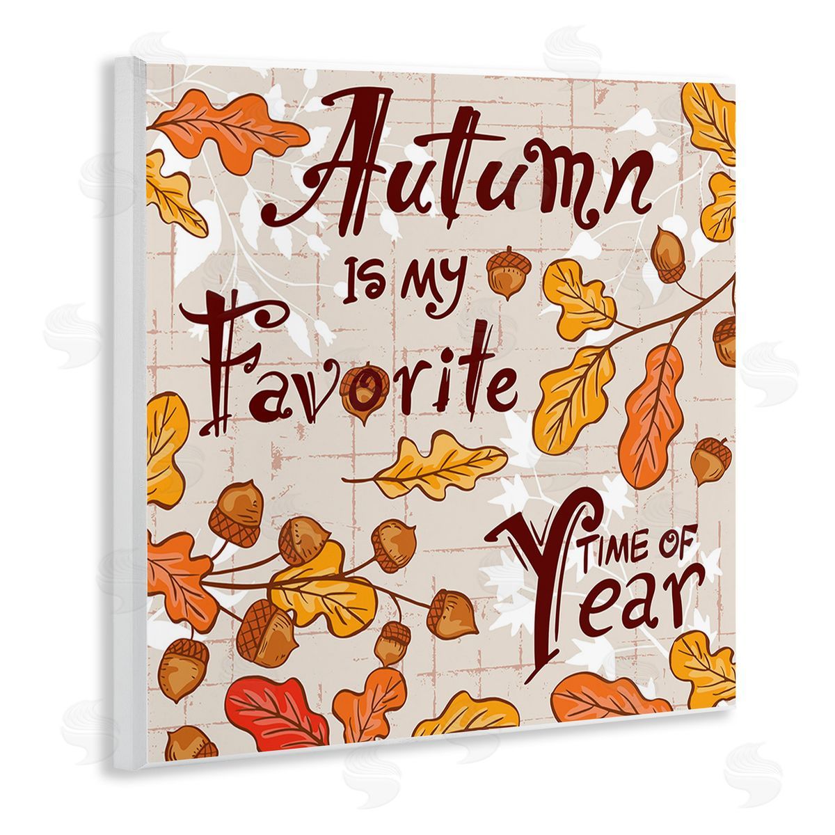 Diane Labombarbe Autumn Phrase with Leaves Wooden Wall Plaque Art Print
