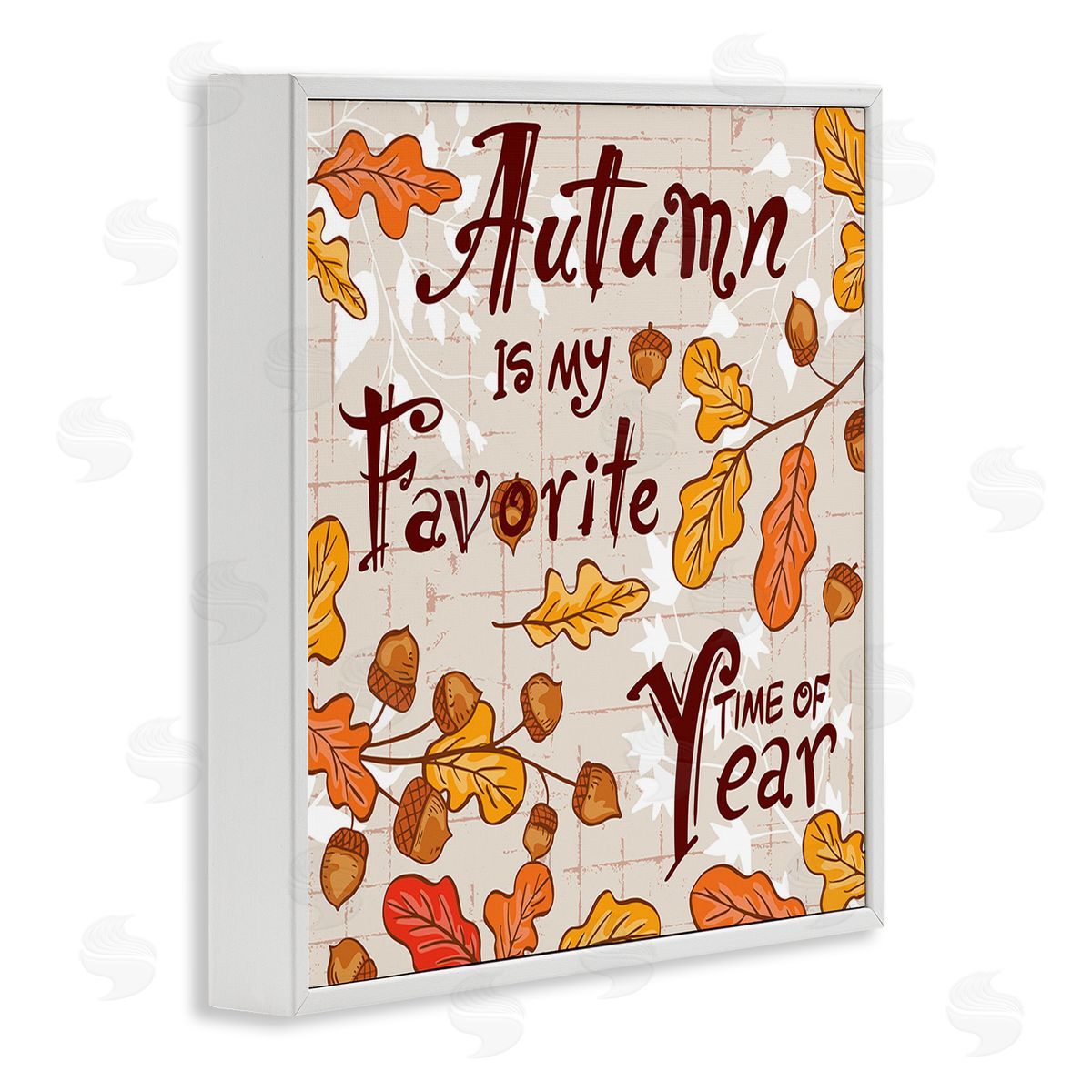 Diane Labombarbe Autumn Phrase with Leaves White Framed Giclee Wall Art Print