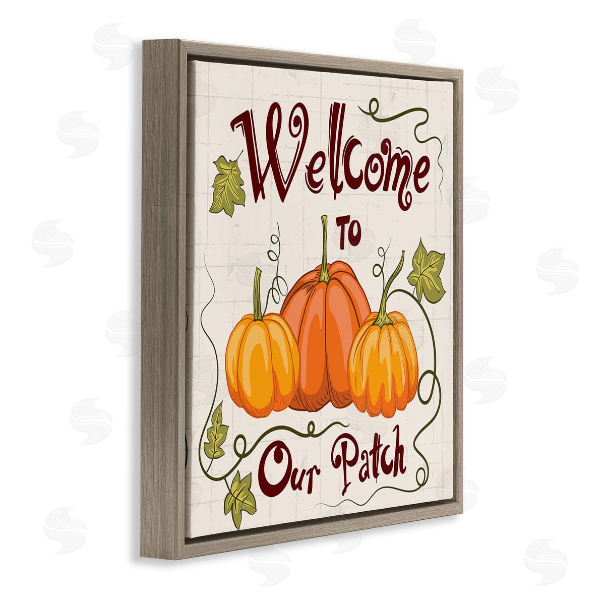 Diane Labombarbe Pumpkin Patch Welcome Brown Floating Frame Canvas Wall Art Print