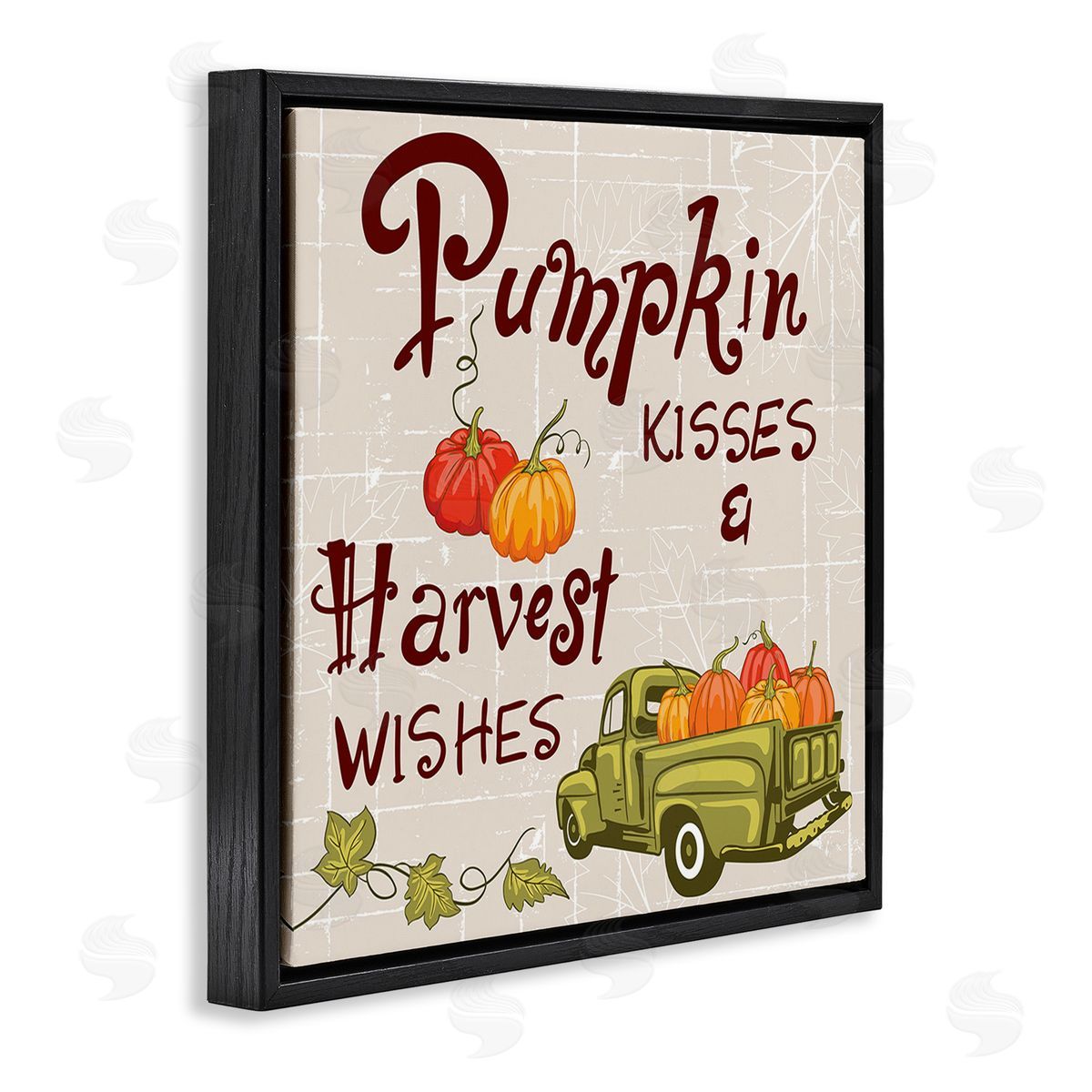 Diane Labombarbe Farmhouse Pumpkin Kisses Black Floating Frame Canvas Wall Art Print